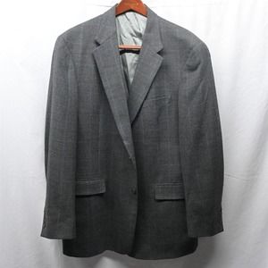 Austin‎ Reed 48L Gray Check USA Made 2 Button Blazer Jacket Sport Coat